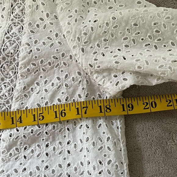 J. Jill 100% Cotton White Eyelet 3/4 Sleeve Tunic PXS Cottagecore Grannycore - Picture 11 of 13